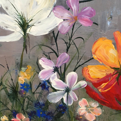 Painting (large) - Silver Wildflowers
