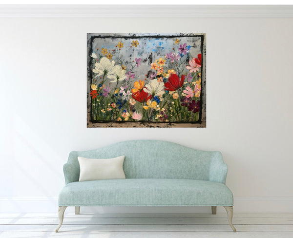 Painting (large) - Silver Wildflowers