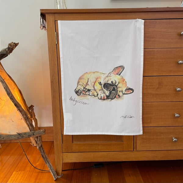 TEA TOWEL - Babyccino. Coffee Dogs Collection