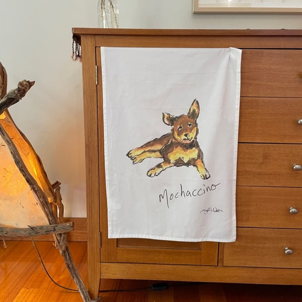 TEA TOWEL - Mochaccino. Coffee Dogs Collection