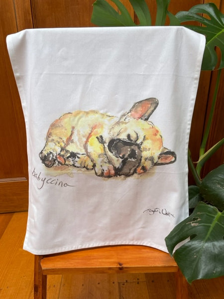 TEA TOWEL - Babyccino. Coffee Dogs Collection