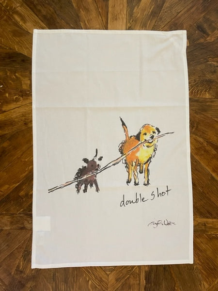 TEA TOWEL - Double Shot. Coffee Dogs Collection