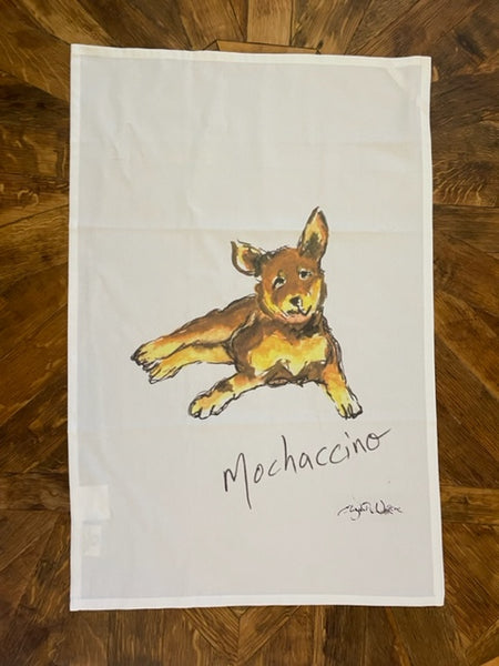 TEA TOWEL - Mochaccino. Coffee Dogs Collection