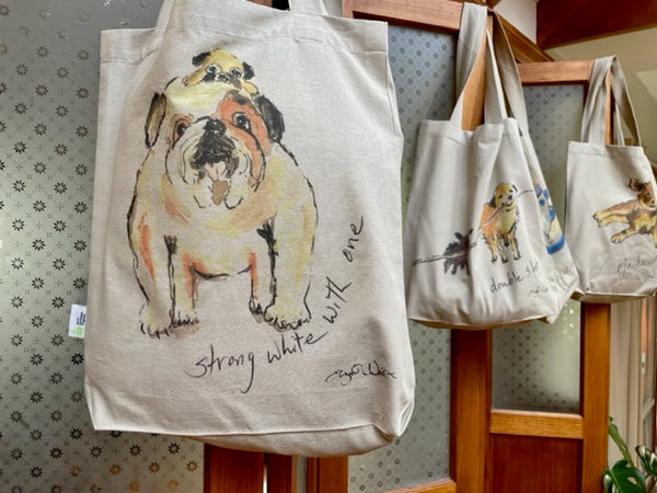 TOTE - Strong White With One. Coffee Dogs collection.