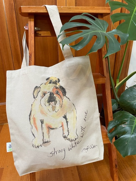 TOTE - Strong White With One. Coffee Dogs collection.