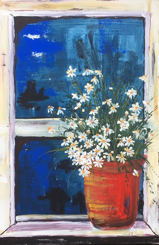 Card (LARGE window pots collection) - Daisies