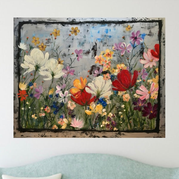 Painting (large) - Silver Wildflowers