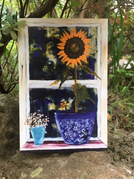 Card (LARGE window pots collection) - Sunflower