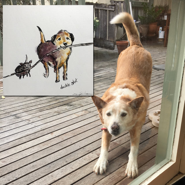 Painting - Coffee Dogs Collection, Double Shot