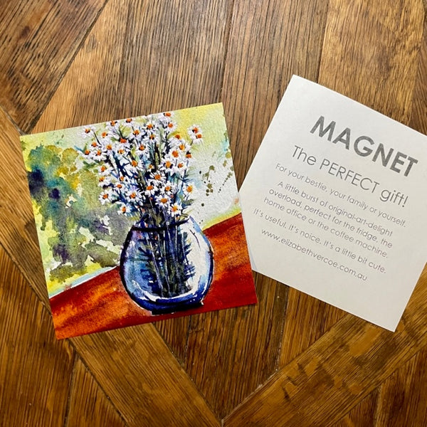 Magnet - Flower art - Daisy Vase