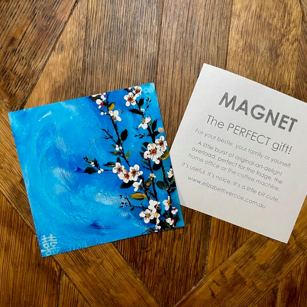 Magnet - Flower art - Happiness Blossom (blue)